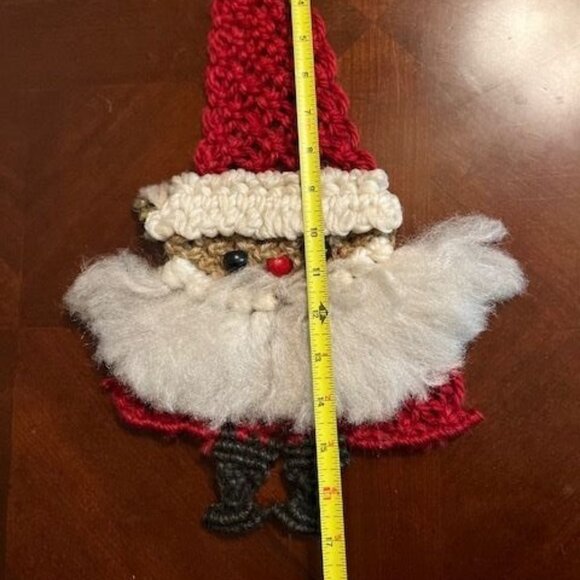 Vintage Handmade Macrame Santa Claus Ornament rustic christmas decor - Picture 4 of 8